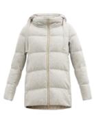 Matchesfashion.com Herno - Hooded Quilted Down Silk-blend Jacket - Womens - Grey