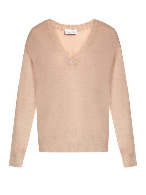 Matchesfashion.com Raey - V Neck Fine Knit Cashmere Sweater - Womens - Nude