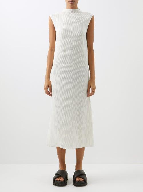 Raey - Pliss Silk-blend Shift Dress - Womens - Ivory