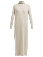Matchesfashion.com Allude - Roll Neck Wool And Cashmere Blend Maxi Dress - Womens - Brown