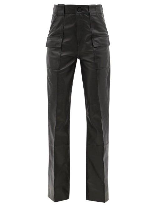 Petar Petrov - Geremy Leather Wide-leg Trousers - Womens - Black