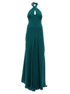 Matchesfashion.com Julie De Libran - Julia Cross Over Halterneck Silk Gown - Womens - Dark Green