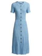 Matchesfashion.com Altuzarra - Abelia Knitted Pleated Midi Dress - Womens - Blue