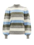 Matchesfashion.com Ganni - Balloon-sleeve Striped Wool-blend Sweater - Womens - Blue Multi