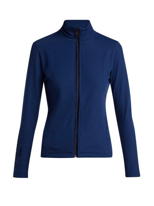 Matchesfashion.com Fendi - Logo Stretch Jersey Jacket - Womens - Navy