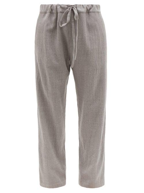 Matchesfashion.com Hecho - Worsted Linen Trousers - Mens - Grey