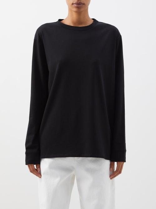 The Row - Ciles Organic Cotton-jersey Long-sleeved T-shirt - Womens - Black