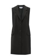 Matchesfashion.com Msgm - Sleeveless Single-breasted Tailored Wool Dress - Womens - Black