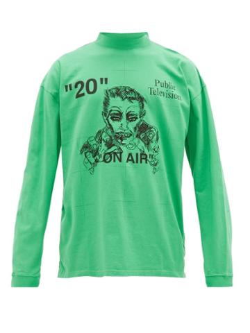 Matchesfashion.com Off-white - X Mirko Embroidered Logo Print Cotton T Shirt - Mens - Green Multi
