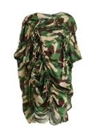 Matchesfashion.com Junya Watanabe - Gathered Detail Camouflage Print Woven Dress - Womens - Green Multi