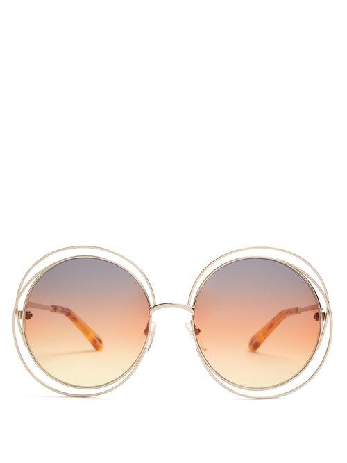 Matchesfashion.com Chlo - Carlina Round Frame Sunglasses - Womens - Brown Multi
