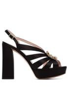 Matchesfashion.com Roger Vivier - Crystal-buckle Satin Platform Sandals - Womens - Black