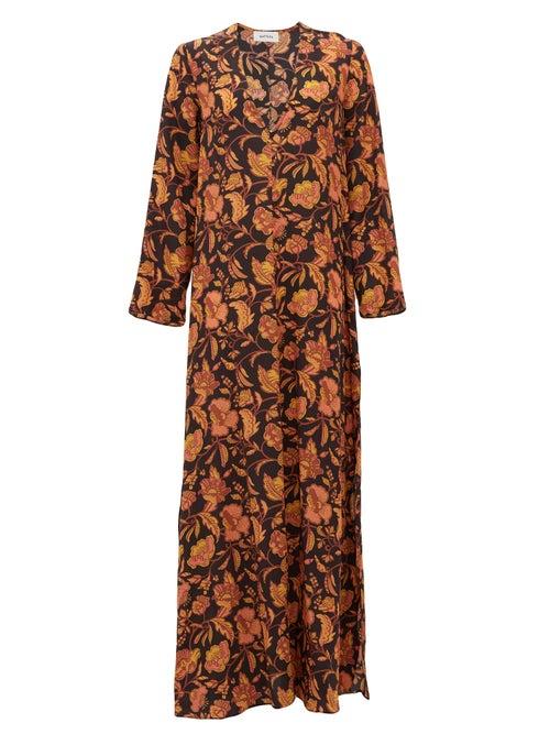 Matchesfashion.com Matteau - The Long Floral-print Silk Maxi Dress - Womens - Pink Print