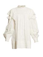 Matchesfashion.com Isabel Marant Toile - Patsy Crochet Insert Voile Mini Dress - Womens - White