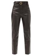 Matchesfashion.com Petar Petrov - Palmer Belted Slim-leg Leather Trousers - Womens - Black