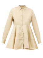 Matchesfashion.com Co - Peplum-hem Cotton-poplin Shirt - Womens - Beige