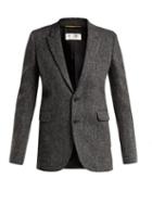 Matchesfashion.com Saint Laurent - Herringbone Wool Tweed Blazer - Womens - Grey White