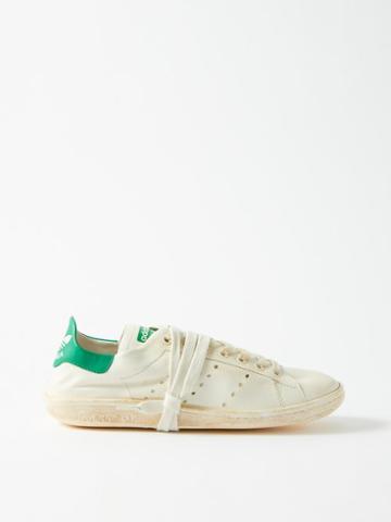 Balenciaga - X Adidas Stan Smith Distressed Leather Trainers - Womens - Green White