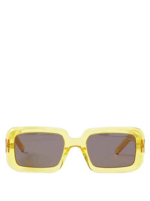 Saint Laurent Eyewear - Square Acetate And Metal Sunglasses - Mens - Mid Yellow
