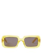 Saint Laurent Eyewear - Square Acetate And Metal Sunglasses - Mens - Mid Yellow