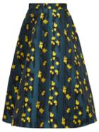 Matchesfashion.com La Doublej - Floral Jacquard High Waisted Midi Skirt - Womens - Green Print