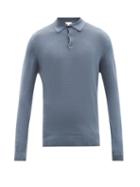 Sunspel - Merino-wool Long-sleeved Polo Shirt - Mens - Light Blue