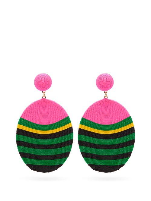 Matchesfashion.com Maryjane Claverol - Lele Striped Cord Clip On Earrings - Womens - Multi