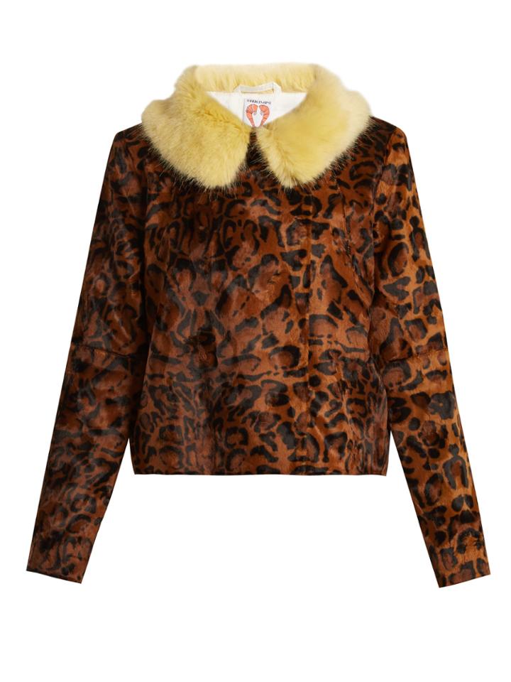 Shrimps Betsy Cropped Leopard-print Faux-fur Jacket