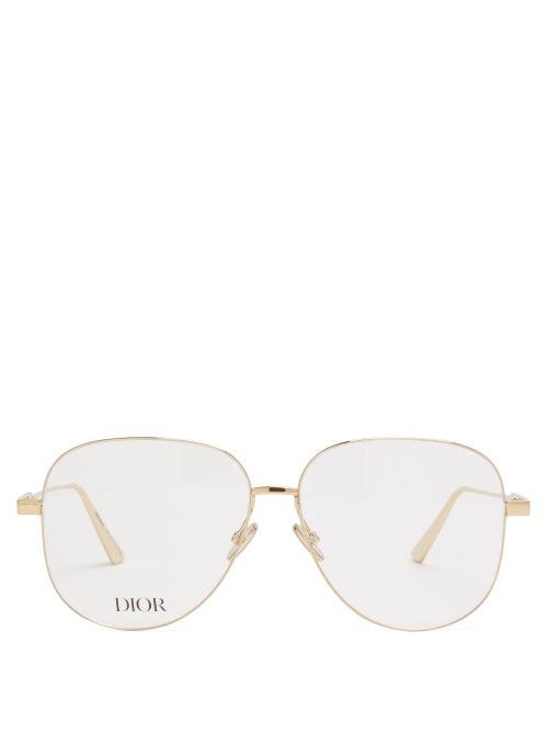 Dior - Ultra Dior Aviator Metal Glasses - Womens - Gold