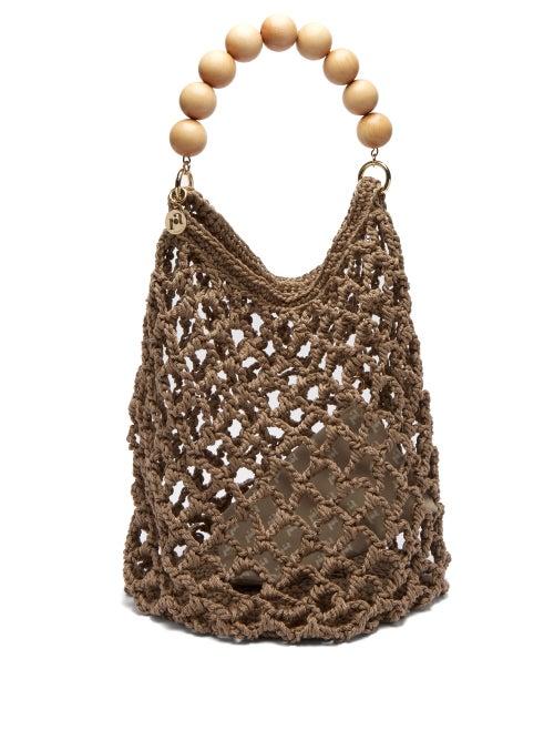 Matchesfashion.com Rosantica By Michela Panero - Polaris Beaded Handle Woven Shoulder Bag - Womens - Beige