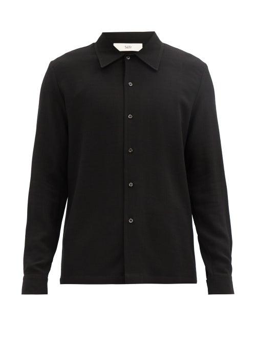 Matchesfashion.com Sfr - Rampoua Pleated-crepe Shirt - Mens - Black