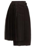 Matchesfashion.com Fendi - Pleated Silk Organza Midi Skirt - Womens - Black