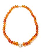 Matchesfashion.com Harwell Godfrey - Diamond, Amber & 18kt Gold Beaded Necklace - Womens - Orange