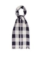 Matchesfashion.com Begg & Co. - Milos Checked Cashmere And Linen Blend Scarf - Mens - Navy Multi