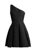 Matchesfashion.com Valentino - One Shoulder Skater Dress - Womens - Black