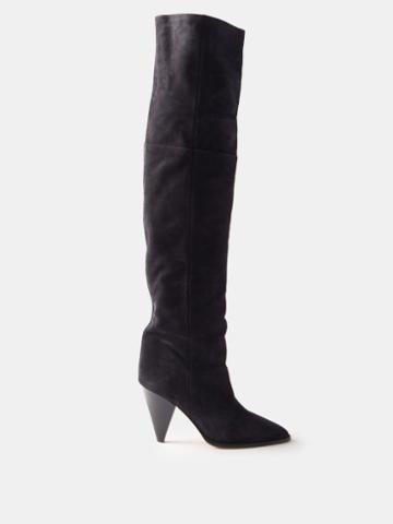 Isabel Marant - Riria Suede Over-the-knee Boots - Womens - Black