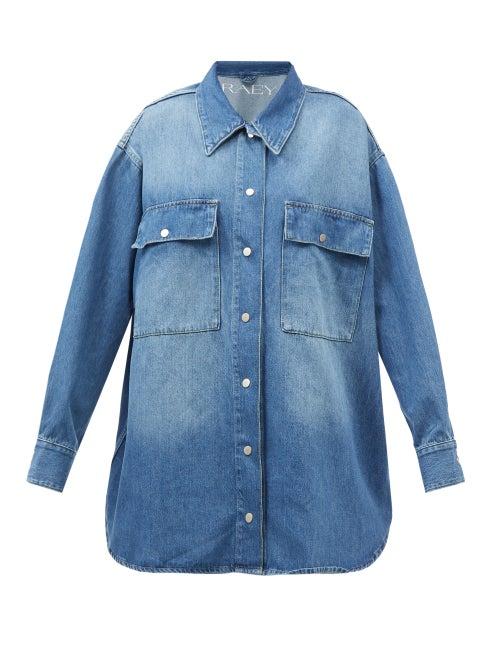 Raey - Oversized Denim Shirt - Womens - Dark Blue
