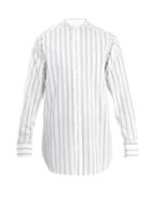 Stella Mccartney Granddad-collar Striped Cotton Shirt