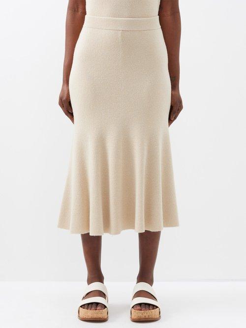 Joseph - Luxe High-rise Midi Skirt - Womens - Beige