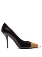 Matchesfashion.com Burberry - Annalise Tape Toecap Leather Pumps - Womens - Black White