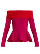 Emilio De La Morena Tasman Bi-colour Silk-blend Peplum Top