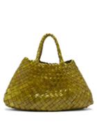 Ladies Bags Dragon Diffusion - Santa Croce Small Woven-leather Tote Bag - Womens - Green