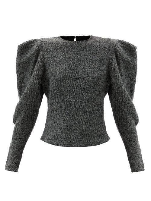 Matchesfashion.com Isabel Marant - Hamili Gigot-sleeves Knitted Wool-blend Top - Womens - Grey