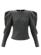 Matchesfashion.com Isabel Marant - Hamili Gigot-sleeves Knitted Wool-blend Top - Womens - Grey