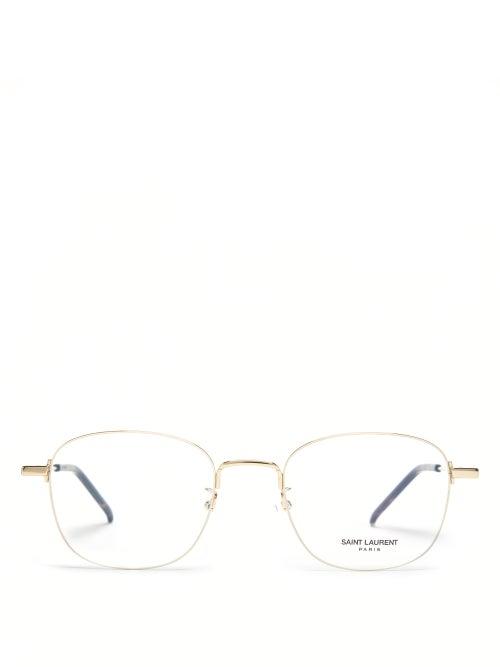 Matchesfashion.com Saint Laurent - Round Metal Glasses - Mens - Gold