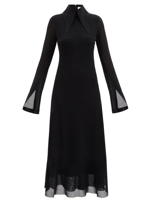 16arlington - Kaya Spearpoint-collar Georgette Dress - Womens - Black