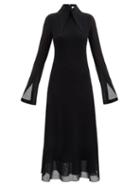 16arlington - Kaya Spearpoint-collar Georgette Dress - Womens - Black