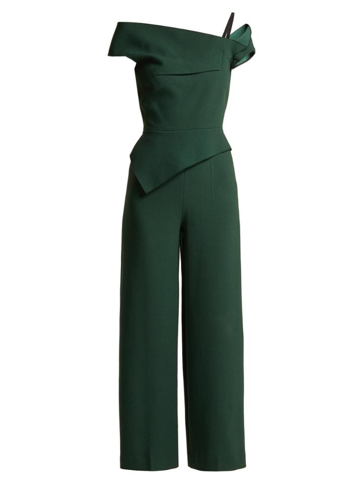 Roland Mouret Gable Peplum Wool-crepe Jumpsuit