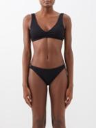 Boteh - Remei V-neck Textured-jersey Bikini Top - Womens - Black