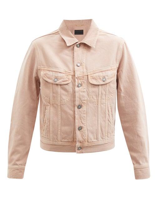 Saint Laurent - Buttoned Denim Jacket - Womens - Light Pink